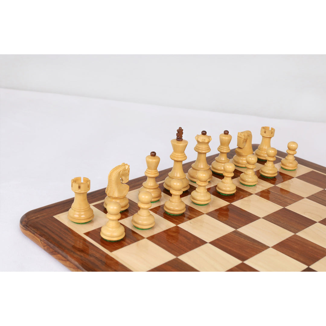 3.1" Russian Zagreb Gift Chess Set Combo - Pieces in Golden Rosewood with 17" Board & Storage Case