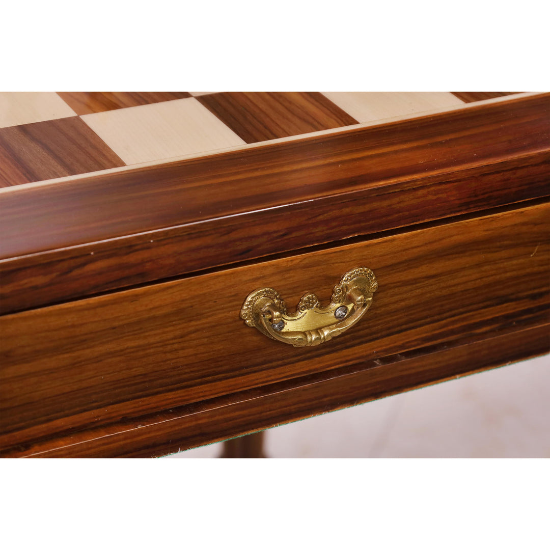 Slightly Imperfect 23" Tournament Chess Table with Drawers - Golden Rosewood & Maple