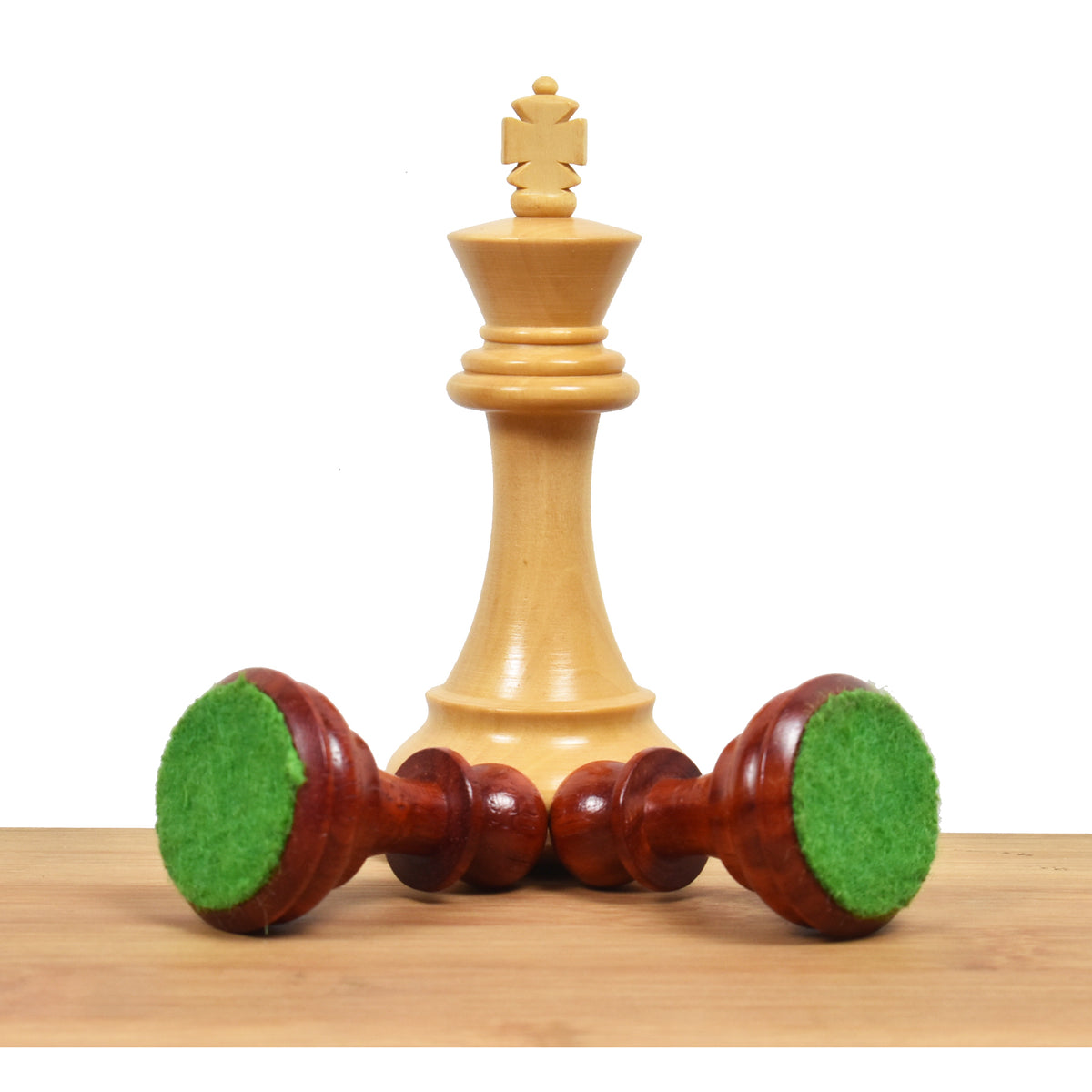 Juego de ajedrez exclusivo Alban Staunton ligeramente imperfecto con piezas pesadas - Solo piezas de ajedrez - Madera de rosa silvestre - 4 reinas