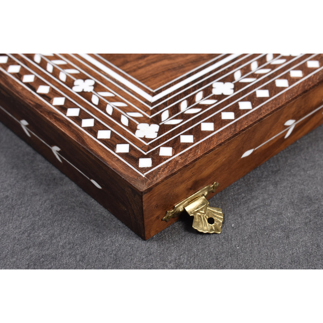 21" Golden Rosewood & Acrylic Ivory Inlaid Wooden Folding Chess board - 55mm Square - Warehouse Clearance - Europe Shipping Only