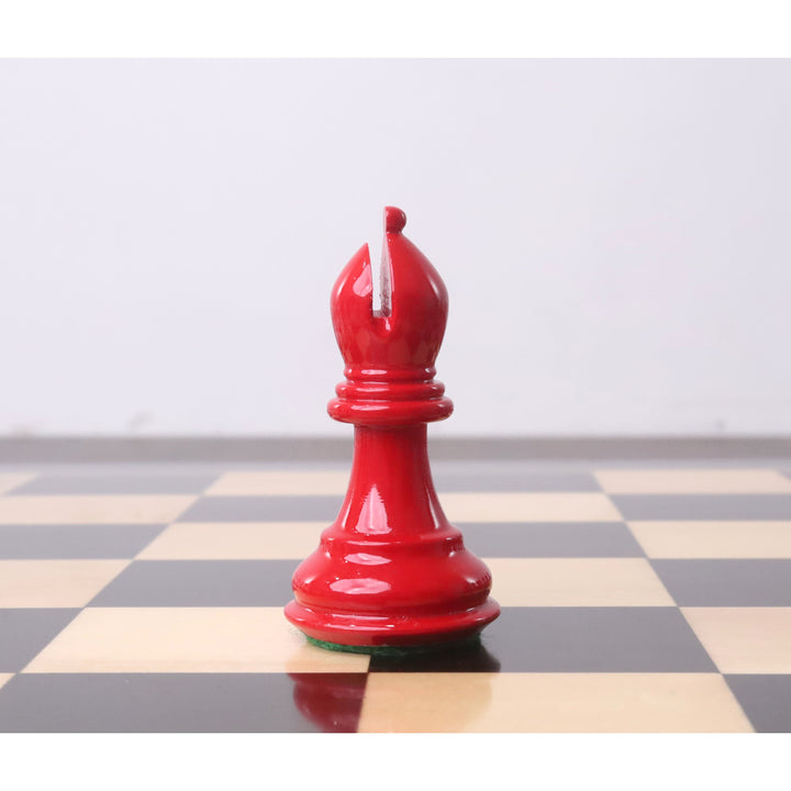 Leggermente imperfetto 3"Set di scacchi in legno dipinto di rosso e bianco Pro Staunton - Solo pezzi di scacchi