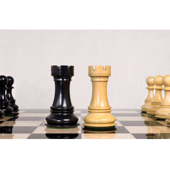Combo of 6.3" Jumbo Pro Staunton Luxury Triple Weighted Chess Set with 26" Ebony & Maple Wood Chess Board