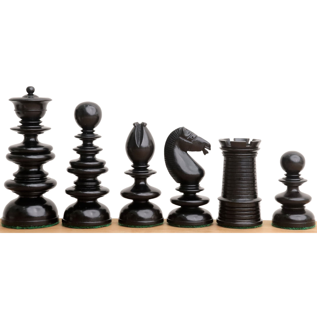 Nieznacznie niedoskonały zestaw szachów St. John Pre-Staunton Calvert 3,3” - tylko szachy - drewno hebanowe i antyczne