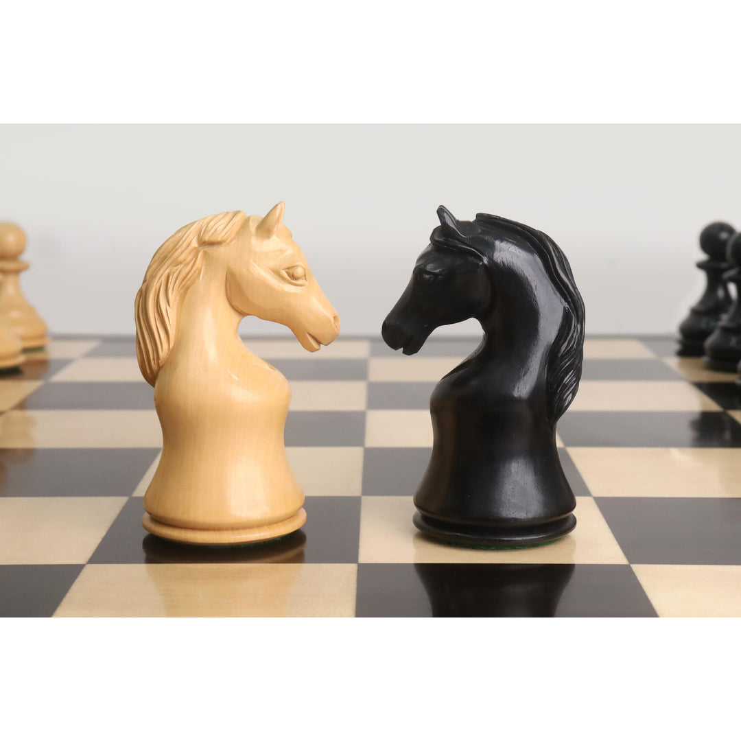 Slightly Imperfect Piatigorsky Cup Reproduced Chess Set- Chess Pieces Only- Ebony Wood – 5″ King