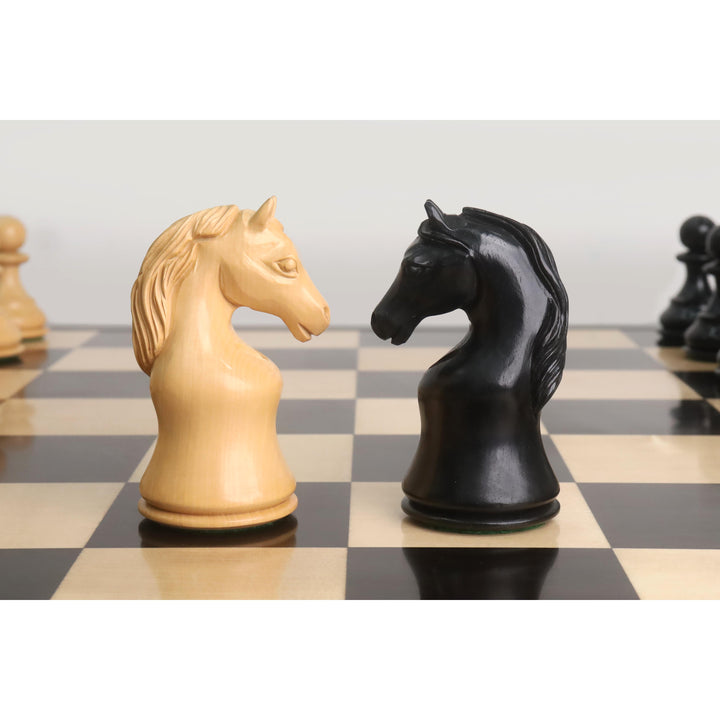 Slightly Imperfect Piatigorsky Cup Reproduced Chess Set- Chess Pieces Only- Ebony Wood – 5″ King