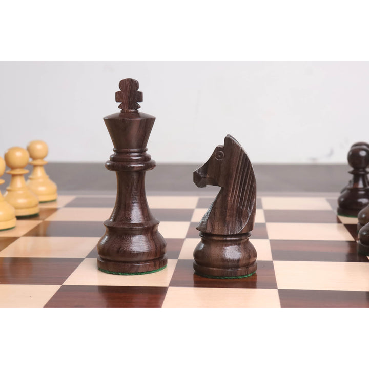 Zestaw szachów turniejowych 3,9” - tylko szachy - Drewno różane z ekstra królowymi