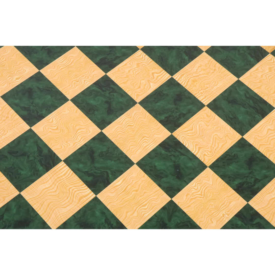 Slightly Imperfect 22" Green Ash Burl & Burl Boxwood Printed Chess Board- 57mm square- Gloss Finish