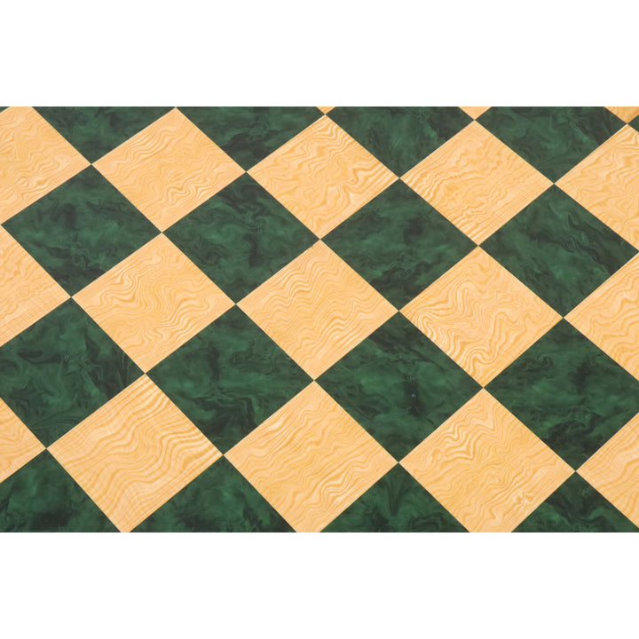Slightly Imperfect 22" Green Ash Burl & Burl Boxwood Printed Chess Board- 57mm square- Gloss Finish