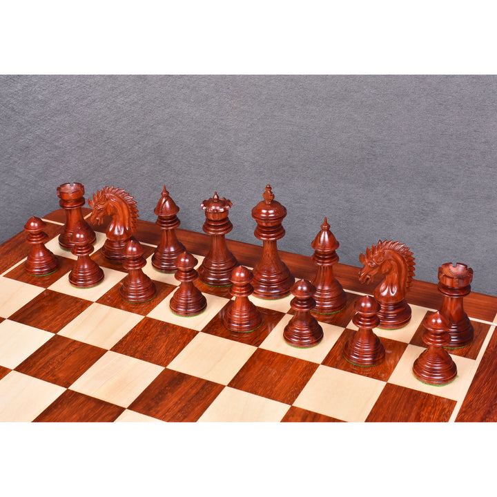 Combo of Dragon Luxury Staunton Chess Set - Pieces in Bud Rosewood with 23" Chessboard and Storage Box