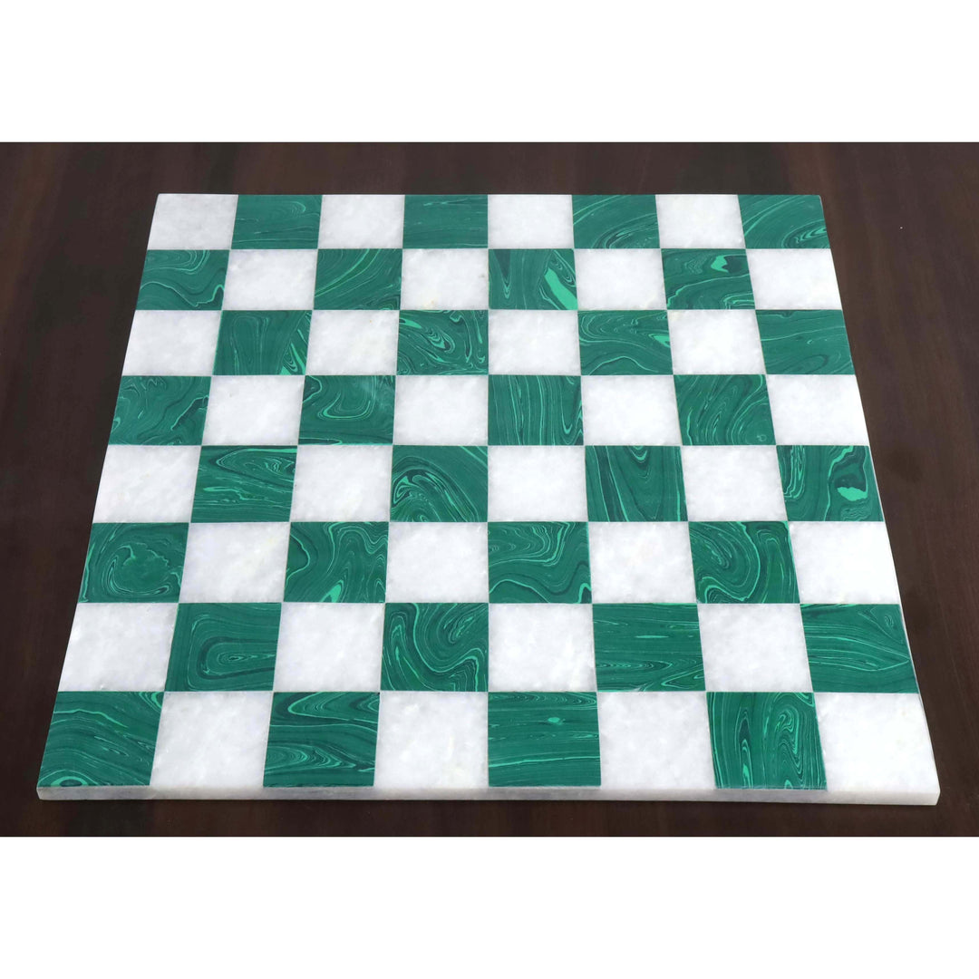 15'' Borderless Replica Malachite Luxury Chess Board - Green and White Semi Precious Stone