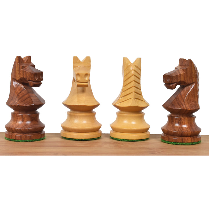 3.8" Rumänisch Ungarische Schachspiel - nur Schachfiguren - Gewichtetes Goldenes Rosenholz