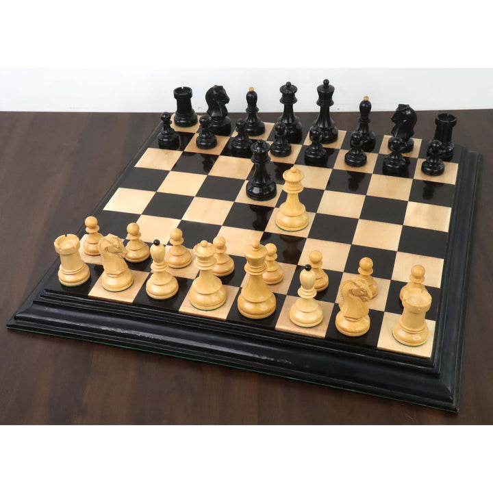 Jeu d'échecs Fischer Dubrovnik légèrement imparfait des années 1950 - Pièces d'échecs uniquement - Ebène et buis - 3.8 " Roi