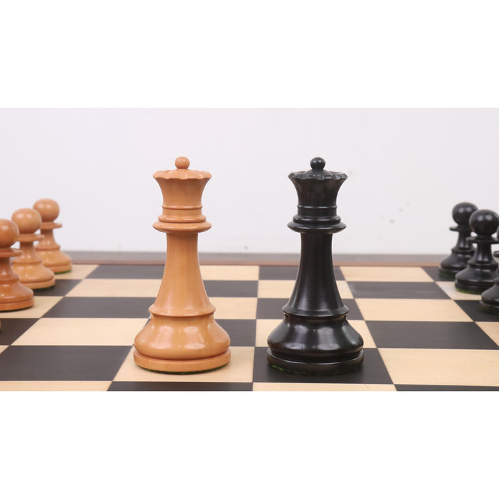 Juego de ajedrez Staunton del gran maestro francés - Sólo piezas de ajedrez - Madera de boj envejecida - Rey de 4,1 pulgadas