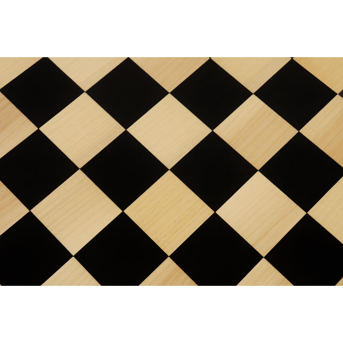 Direct top view of the 55mm Ebony and Maple wood squares highlighting the natural wood grain.