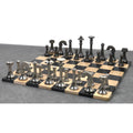 Slightly Imperfect 3.1" Contemporary Brass Metal Luxury Chess Pieces Only Set - Silver & Antique