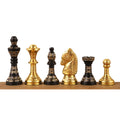 12" Staunton Inspired Luxury Brass Metal Chess Set - Gold & Black Pieces with Board