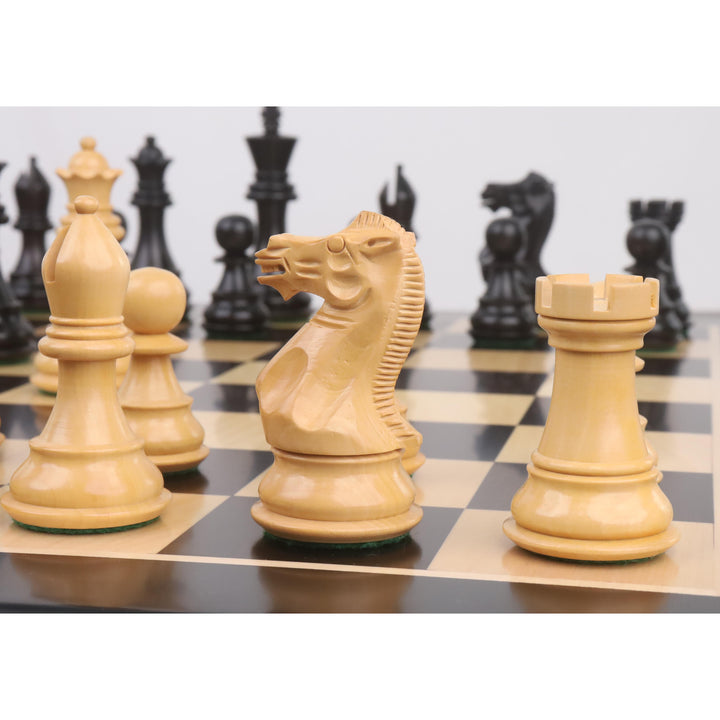 Juego de ajedrez Staunton profesional de 3,9" - Sólo piezas de ajedrez - Madera de ébano lastrada
