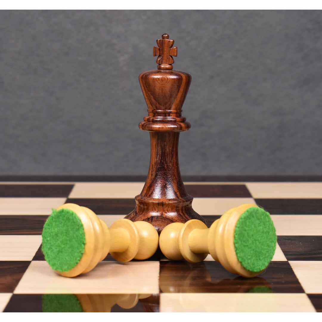 Combo of 3.9" Craftsman Series Staunton Chess Set - Pieces in Rosewood With Board and Box