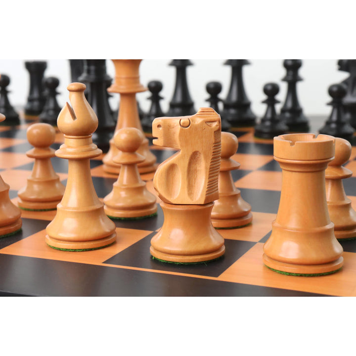 Improved French Lardy Chess Set- Chess Pieces Only - Antiqued boxwood - 3.9" King - Warehouse Clearance - USA Shipping Only