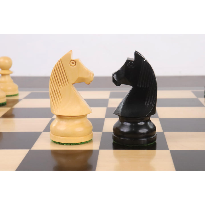 Set di scacchi Staunton da torneo da 3,3" - Solo pezzi di scacchi - Legno da bosso ebanizzato - Dimensioni compatte