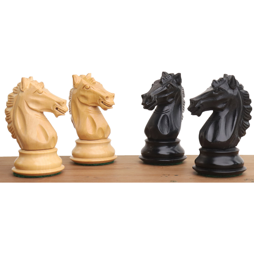 Slightly Imperfect 4" Alban Knight Staunton Chess Set - Chess Pieces Only - Weighted Ebonised Boxwood