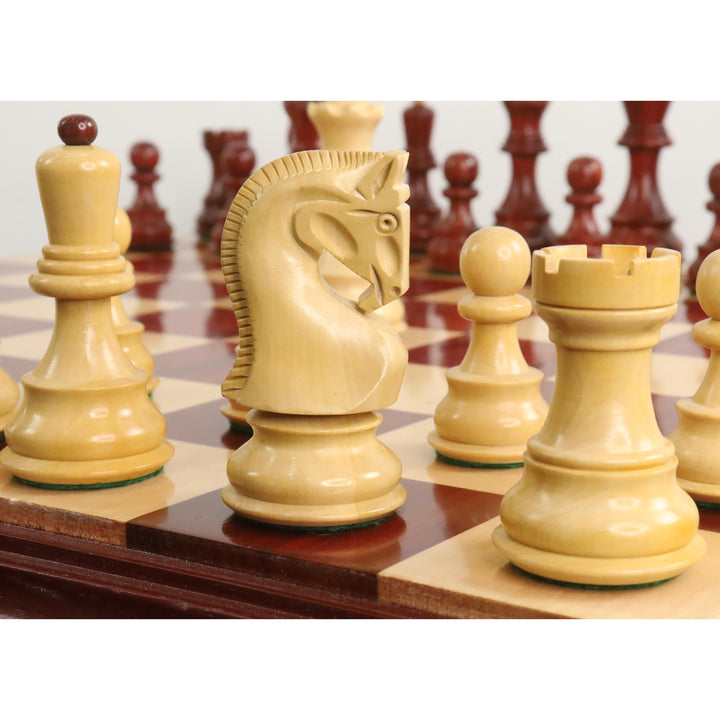 Set di scacchi russo Zagreb 59' leggermente imperfetto - Solo pezzi di scacchi - Doppio peso in legno di rosa di Bud