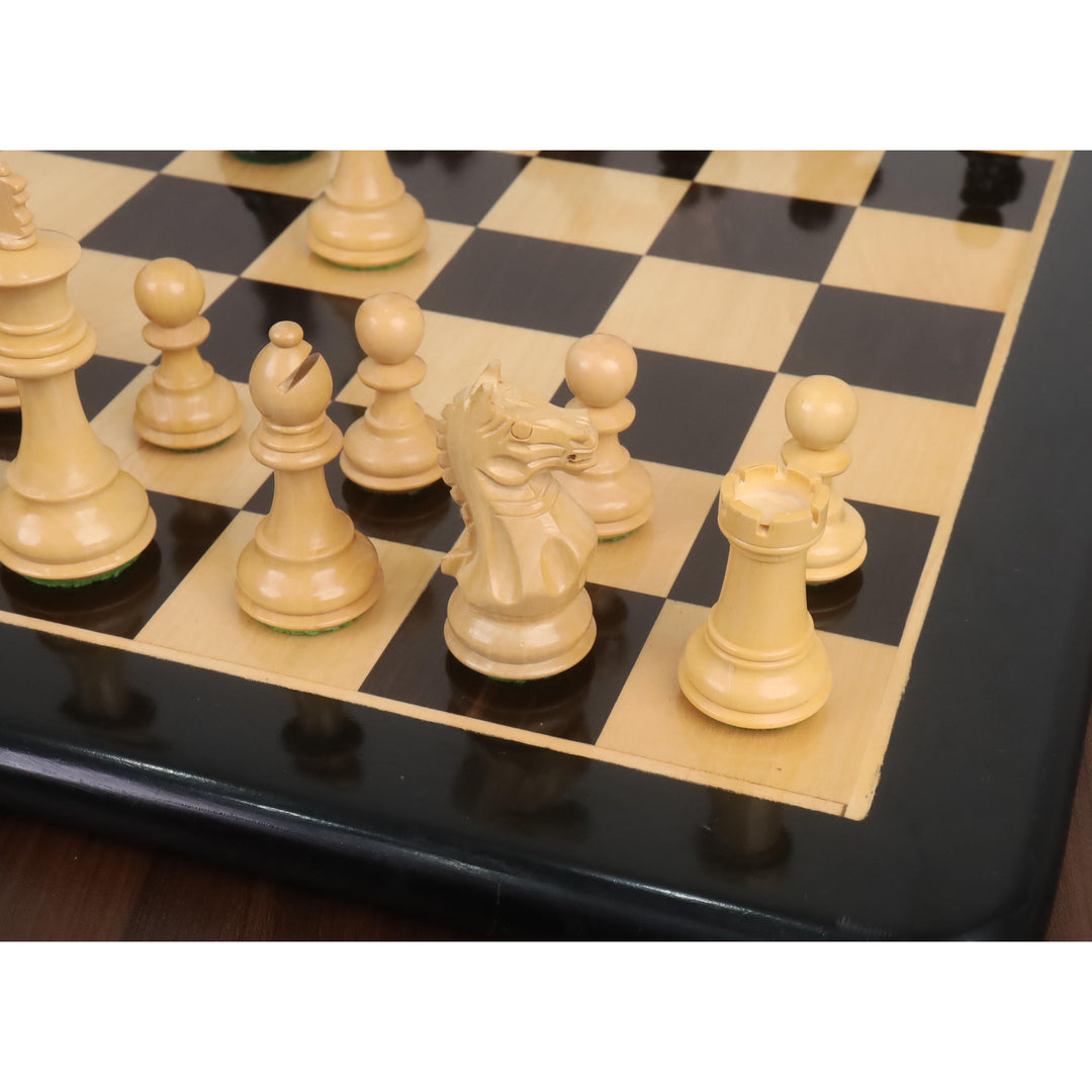 Fierce Knight Staunton Chess Set- Chess Pieces Only - Weighted Boxwood - 3.5" Extra Queens