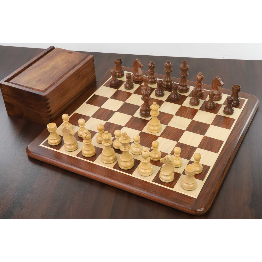 Slightly Imperfect 3.9" Tournament Chess Set- Chess Pieces Only - Golden Rosewood with Extra Queens