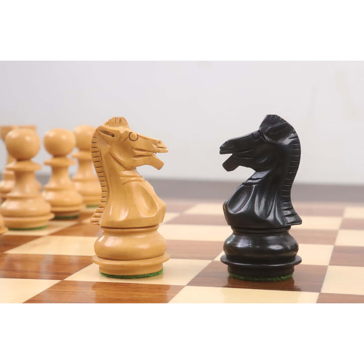 3.2“ Laughing Knight Staunton Chess Set - nur Schachfiguren - gewichtetes Ebonisiertes Buchsbaumholz