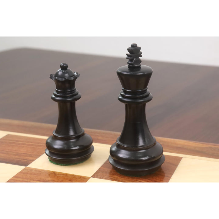 Zestaw szachów Staunton z fazowaną podstawą 3,1” - tylko szachy - ważony bukszpan ebonizowany