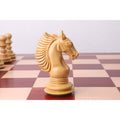 Detailed profile of a boxwood Knight piece from the 4.5 inch Gallant Knight luxury chess set.