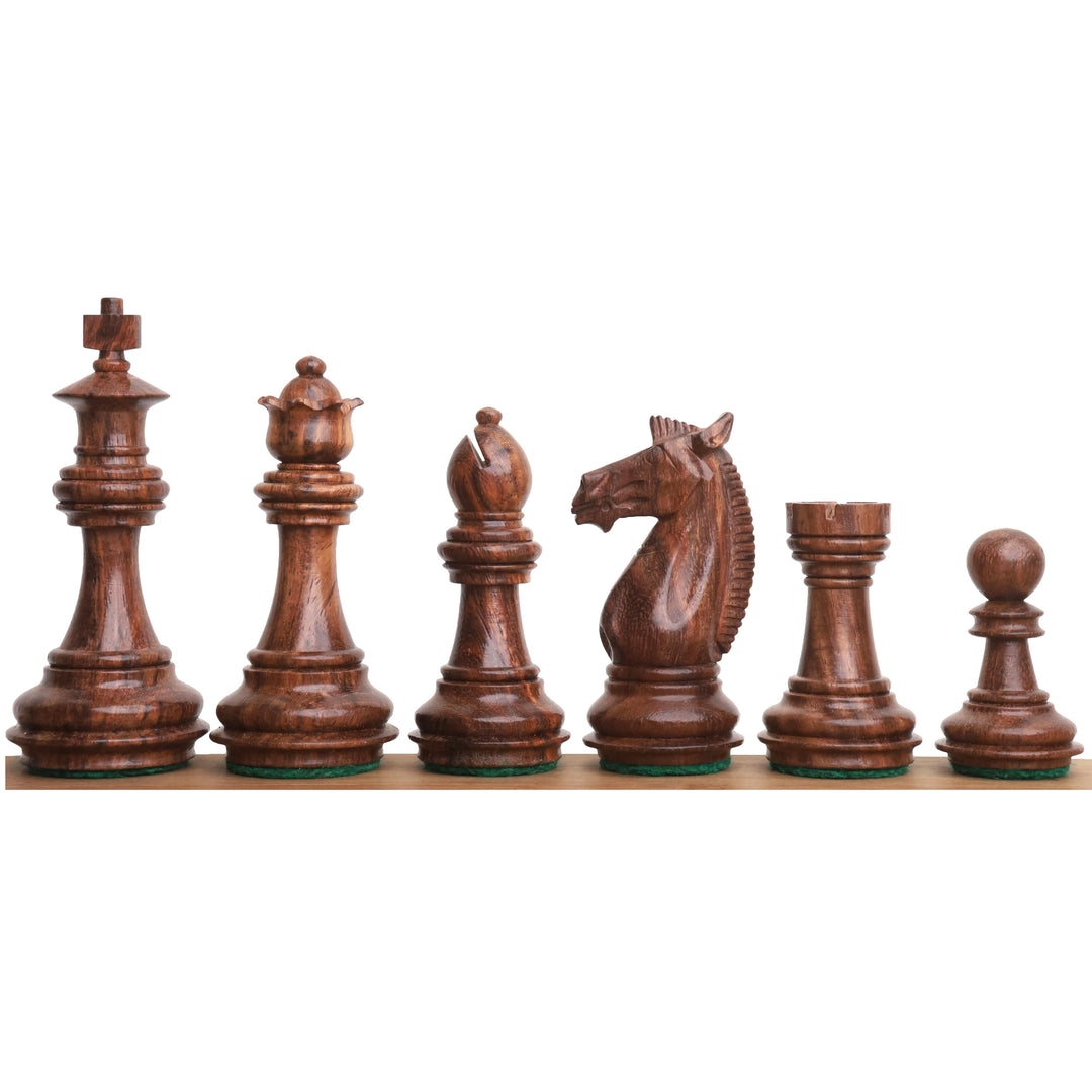Slightly Imperfect 3.4" Meghdoot Series Staunton Chess Set- Chess Pieces Only - Weighted Golden Rosewood
