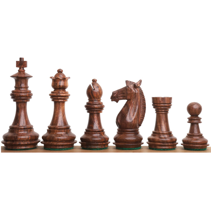 Slightly Imperfect 3.4" Meghdoot Series Staunton Chess Set- Chess Pieces Only - Weighted Golden Rosewood