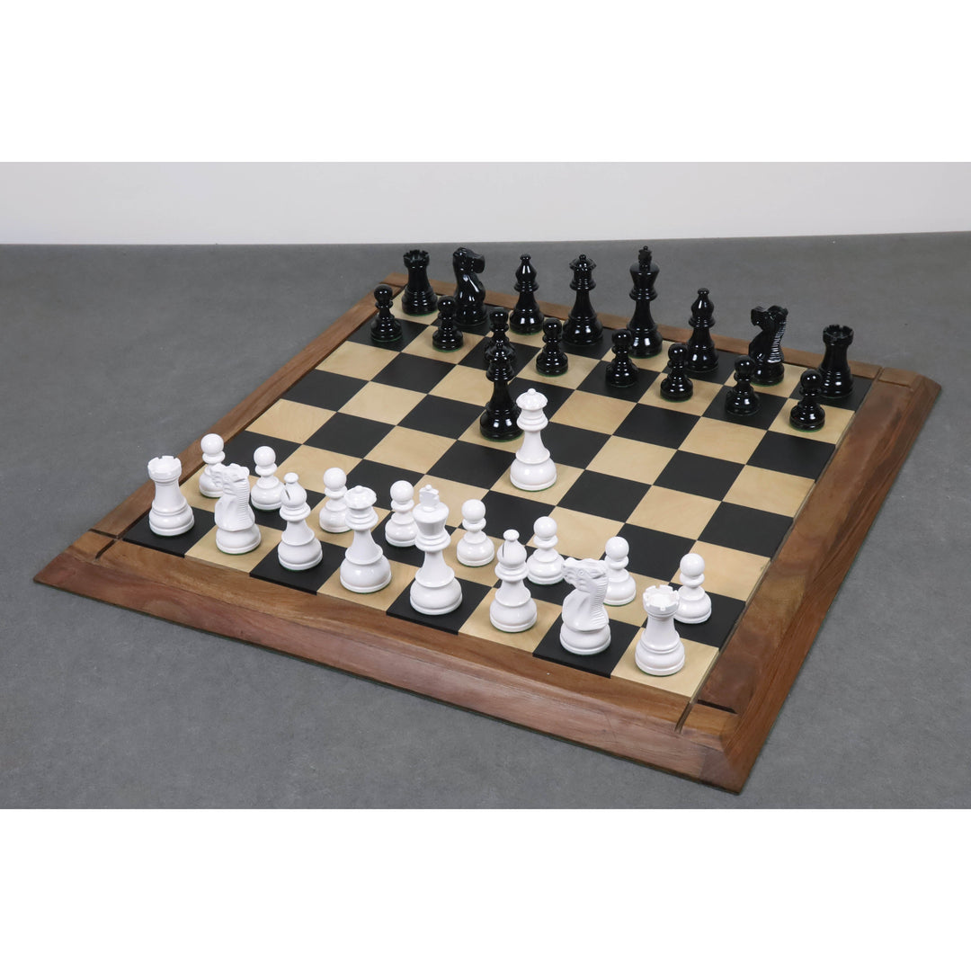 Black & Ivory White Painted Staunton Chess Pieces only set