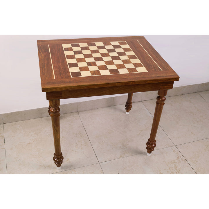 30" Chessmaster's Series Chess Board Table with Single Drawer - 26.5" Height- Golden Rosewood & Maple Wood