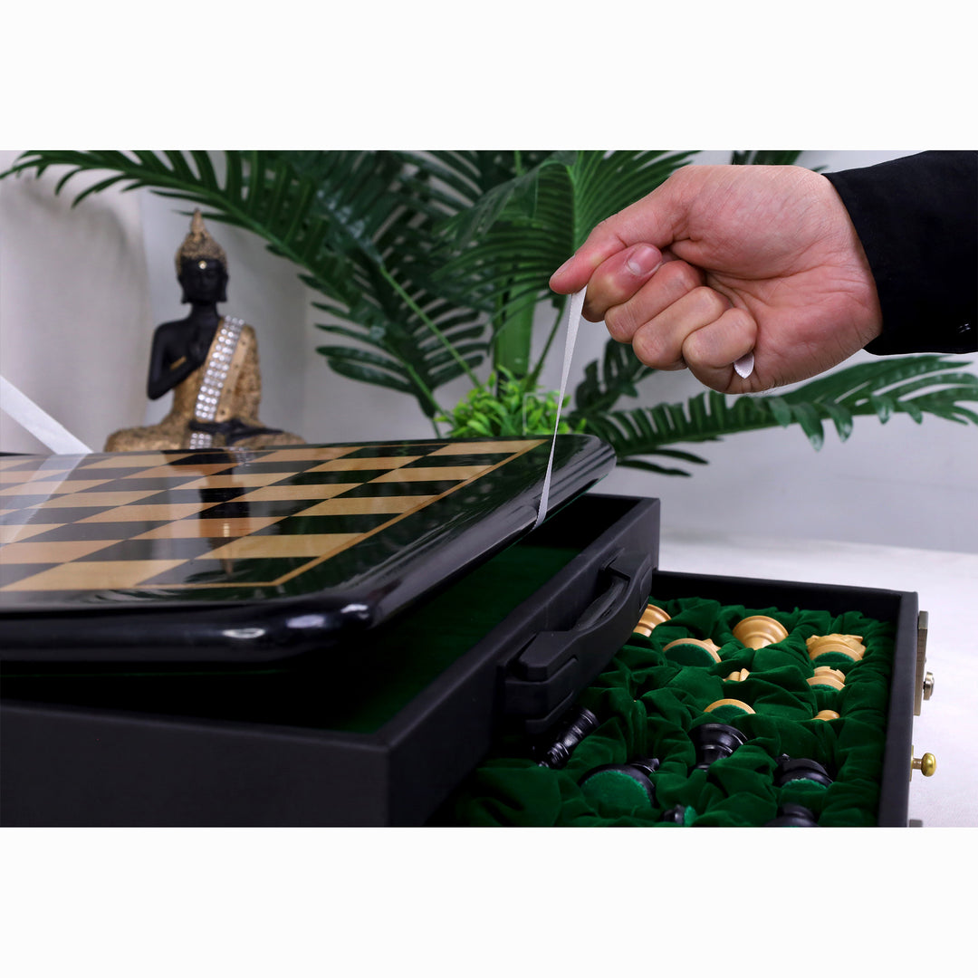 3" Professional Staunton Gift Chess Set - Pieces in Ebonized Boxwood with 17" Ebony Board & Storage Case