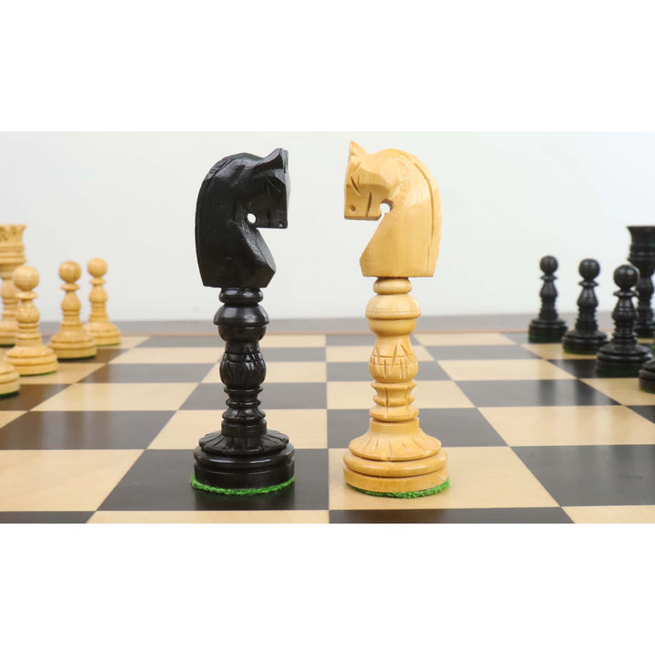 4.7" Hand Carved Lotus Series Chess Set- Chess Pieces Only in Weighted Ebony Wood  - Warehouse Clearance - USA Shipping Only