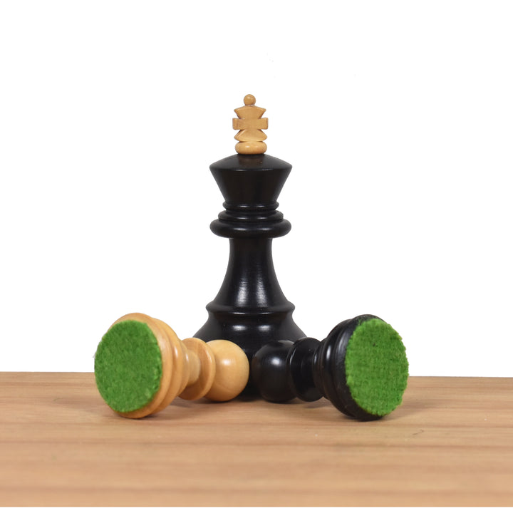 Combo of 2.6″ Russian Zagreb Chess Set - Pieces in Ebonised Boxwood with Board and Box