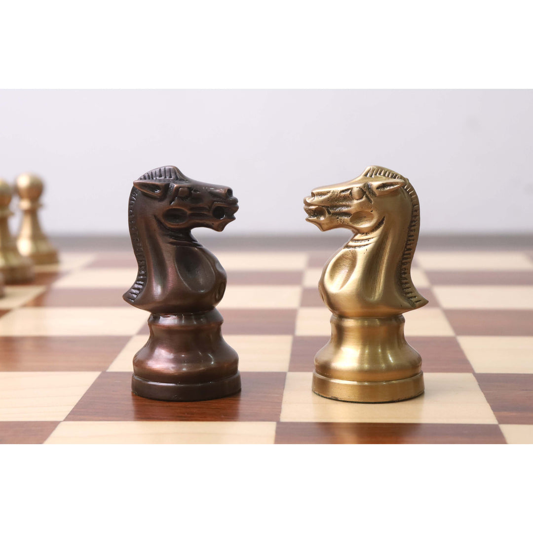 Set di scacchi di lusso da 3,2" Pro Staunton in ottone e metallo - Solo pezzi - Rame anticato