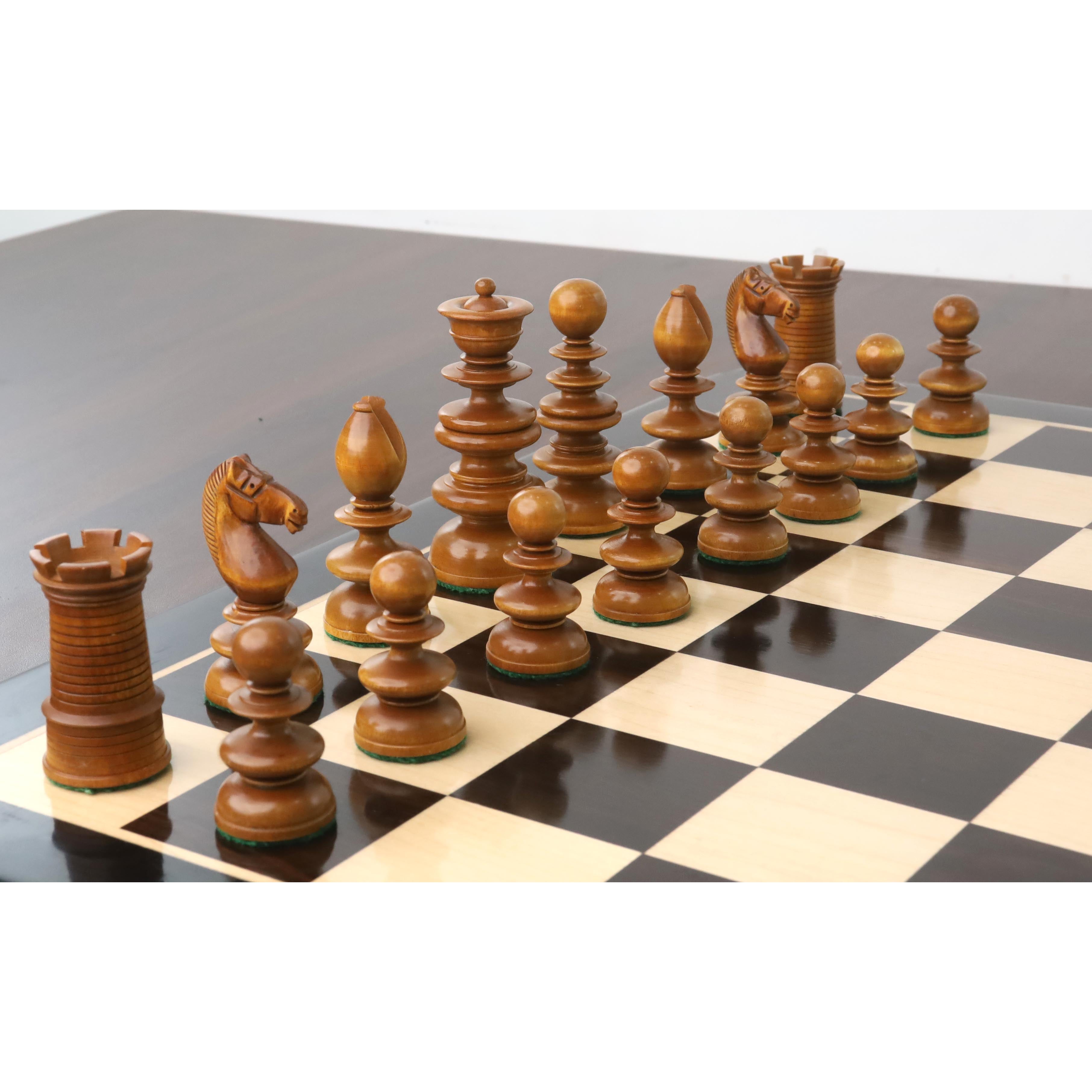 Slightly Imperfect 3.3" St. John Pre-Staunton Calvert Chess Pieces Only set - Ebony Wood & Antique