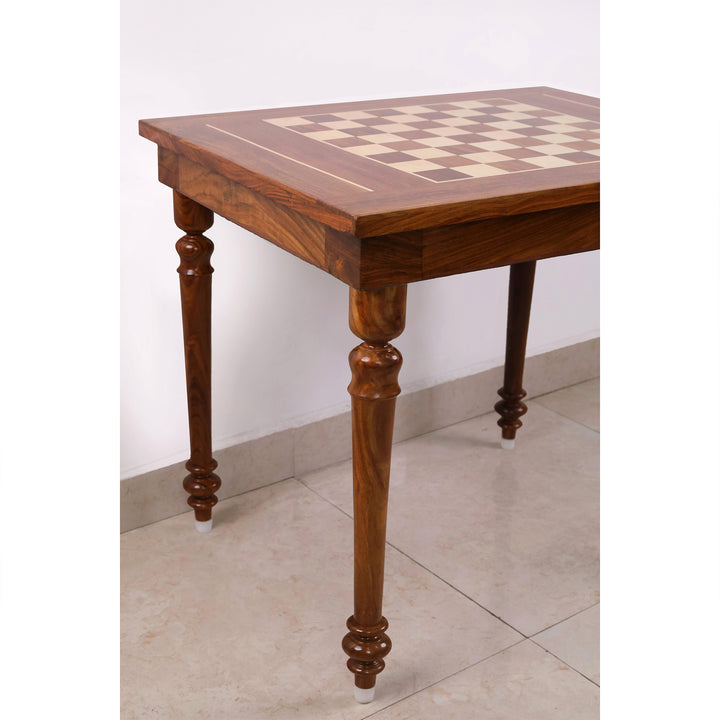 Combo of 30" Chessmaster's Series Golden Rosewood Chess Table with 4.1" Pro Staunton Weighted Golden Rosewood Pieces with Storage Drawers