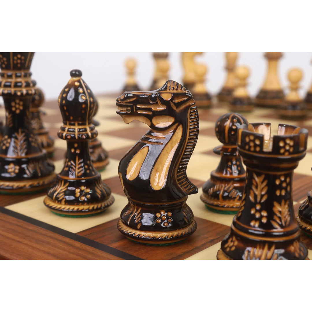 20” Golden Rosewood Luxury Chess Set with 4” Hand-Carved Staunton Pieces