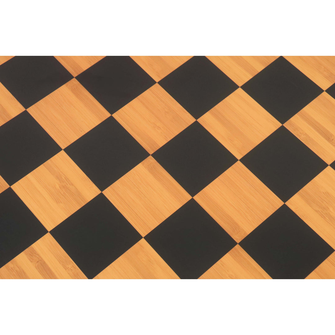 Leicht unvollkommen 21" Bedrucktes Schachbrett aus Holz mit Notationen - Antikes Buchsbaumholz & Ebenholz - 55mm quadratisch- Mattes Finish