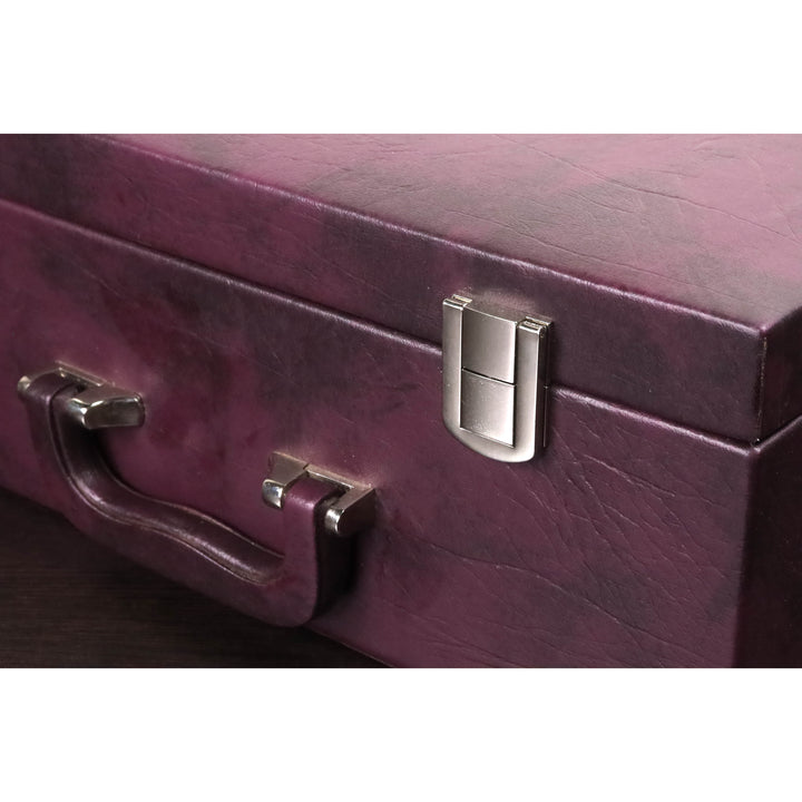 Signature Leatherette Coffer Storage Box - Burgundy - Chess Pieces of 4.2" to 5.0" - Warehouse Clearance - USA Shipping Only