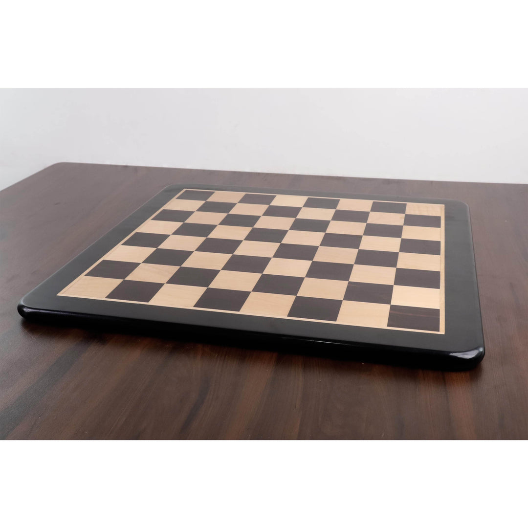 Slightly Imperfect 21" Solid Inlaid Ebony & Maple Wood Chess board - Square of 55 mm - Warehouse Clearance - Europe Shipping Only