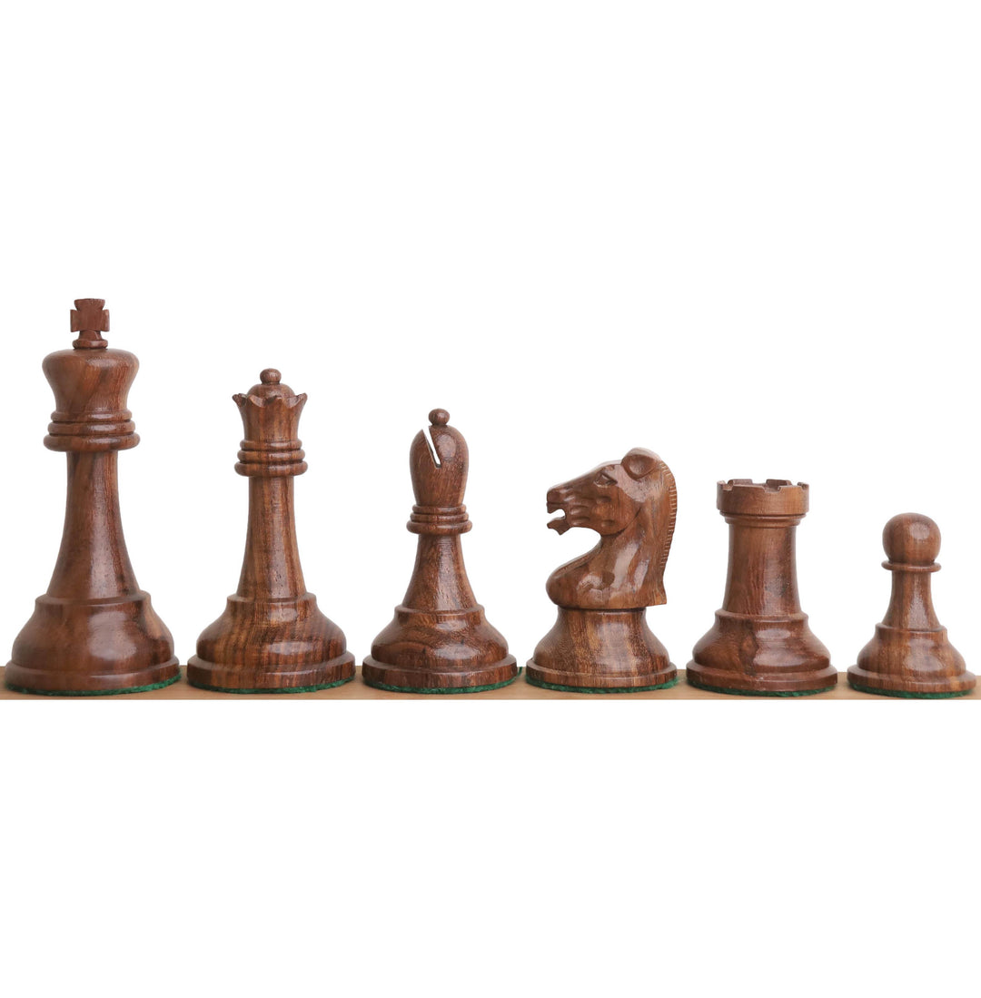 Jeu d'échecs Drueke Reproduced 3.7" légèrement imparfait - Pièces d'échecs uniquement - Bois de rose doré