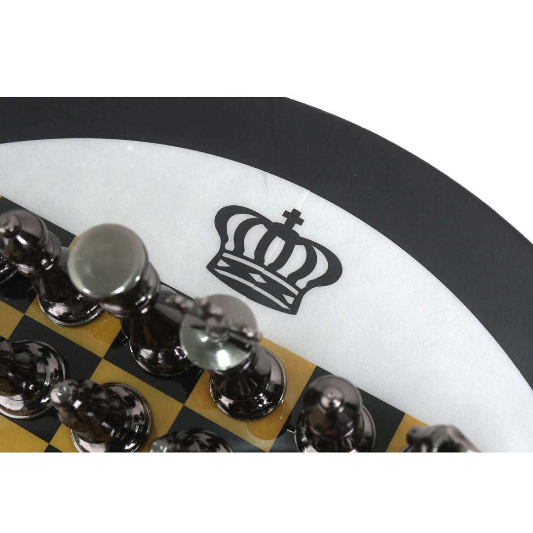 Juego minimalista de piezas de ajedrez, tablero y mesa de lujo de latón - 21" de altura
