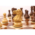 Detailed hand-carved boxwood knight from the 3.6 inch Staunton chess piece set.