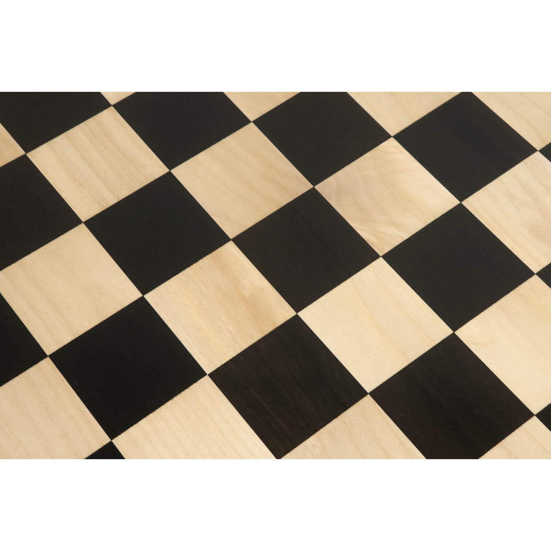 Piezas de ajedrez de madera de ébano Arthur Luxury Staunton de 4,6" con tablero de ajedrez de madera de ébano y arce de 23" - bordes de sheesham - acabado mate y caja de almacenamiento de cuero artificial