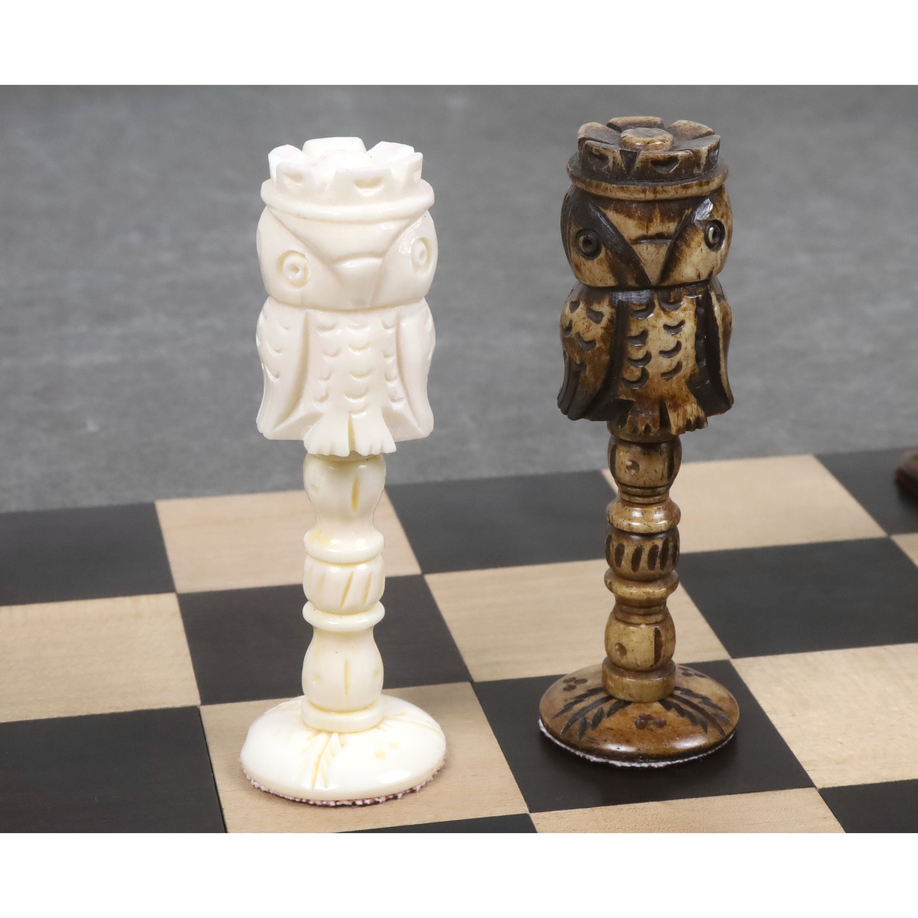 4" Animal Kingdom Series Chess Pieces Only Set - Distress Antiqued Camel Bone - Warehouse Clearance - USA Shipping Only